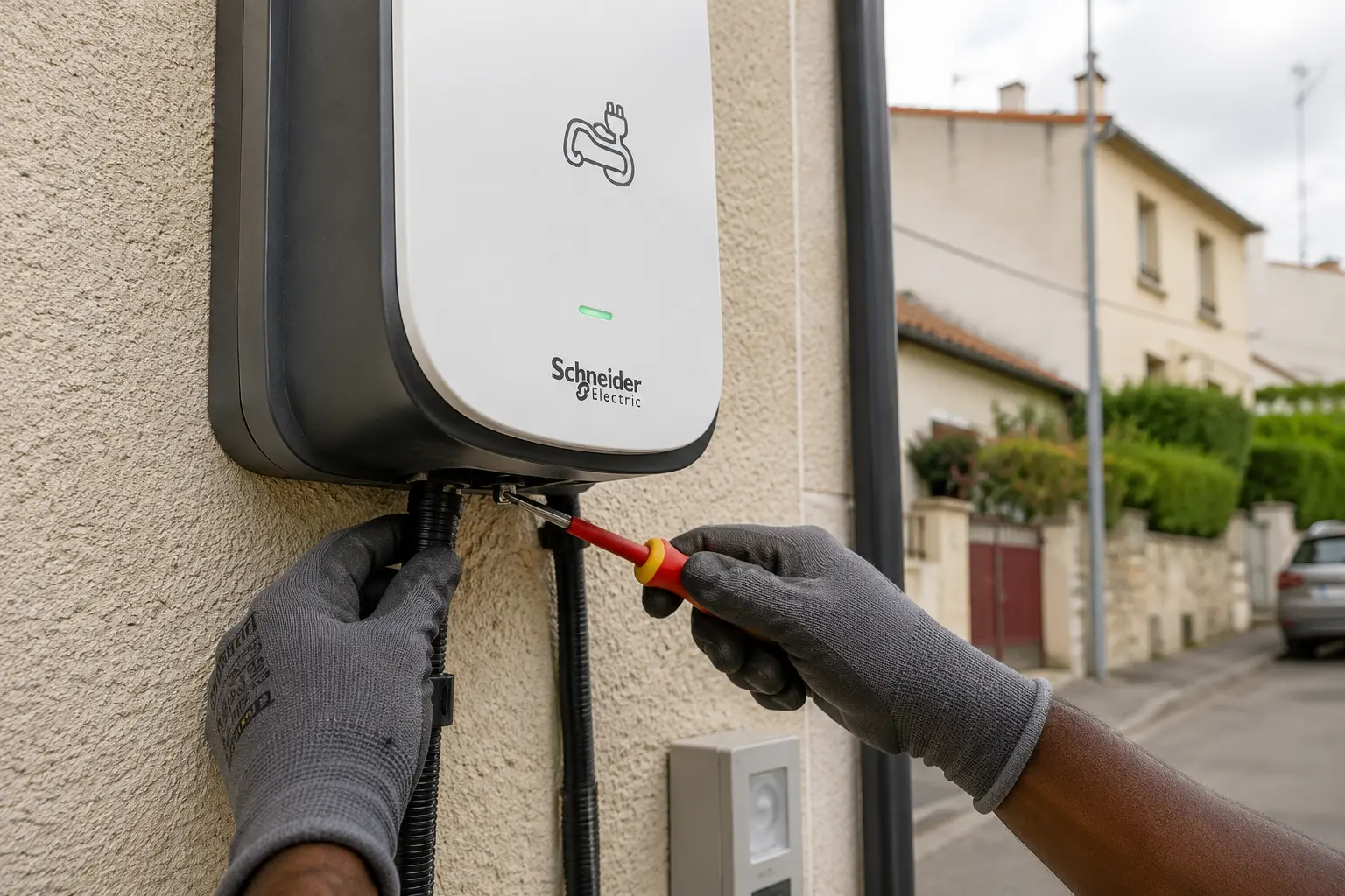 Installation d'une borne de recharge murale pour véhicule électrique